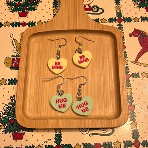 A Pair of Conversation Hearts Dangle Earrings